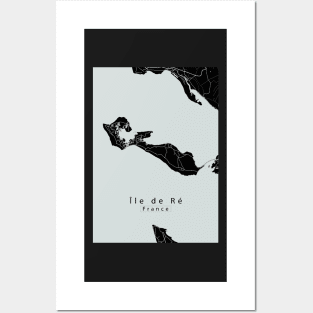 Ile de Re France Island Map dark Posters and Art